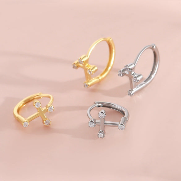 Cross Earrings Copper Simple Electroplated Unisex