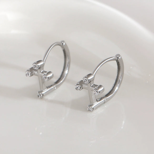 Cross Earrings Copper Simple Electroplated Unisex