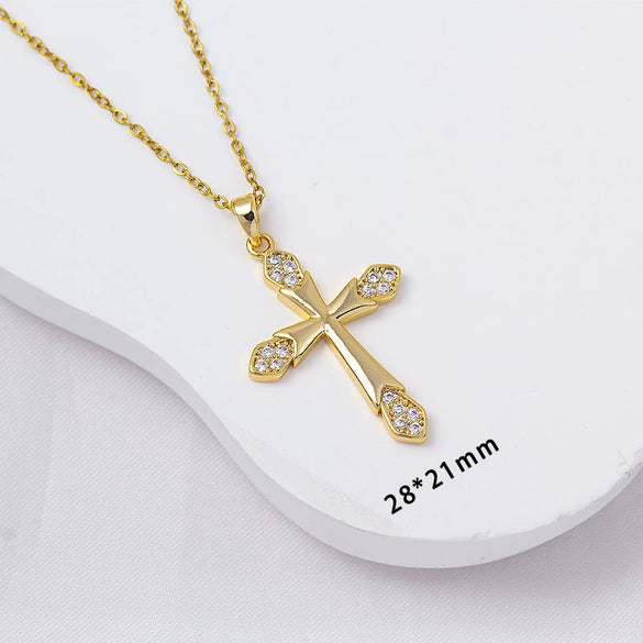 Cross Necklace Copper Retro Style Electroplated For Women