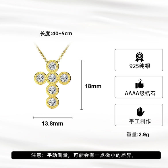 Cross Necklace Silver 925 Geometric Electroplated Hip Hop Fashion For Men And Women