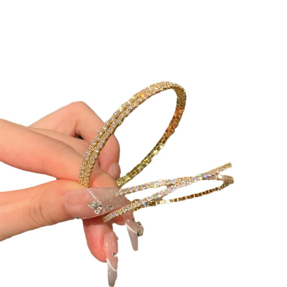 Cross Twisted Inlaid Zircon Copper Open Bracelet High Sense Light Luxury Style