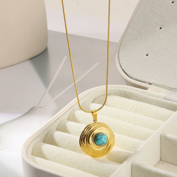 Crossstyle Titanium Steel Women's Sun Pendant Geometric Doublelayer Clavicle Chain Jewelry With Electroplating