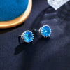 Crown Design Multicolor Zircon Earrings In White Copper Unisex Inlaid Fashion Jewelry For Wholesale