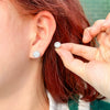 Crown Design Multicolor Zircon Earrings In White Copper Unisex Inlaid Fashion Jewelry For Wholesale