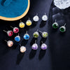 Crown Design Multicolor Zircon Earrings In White Copper Unisex Inlaid Fashion Jewelry For Wholesale