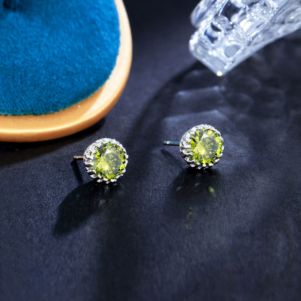 Crown Design Multicolor Zircon Earrings In White Copper Unisex Inlaid Fashion Jewelry For Wholesale