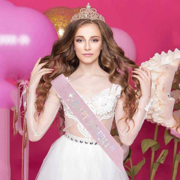 Crown Hairband Metal Hair Accessories With Letters Text Flower Pattern For Party