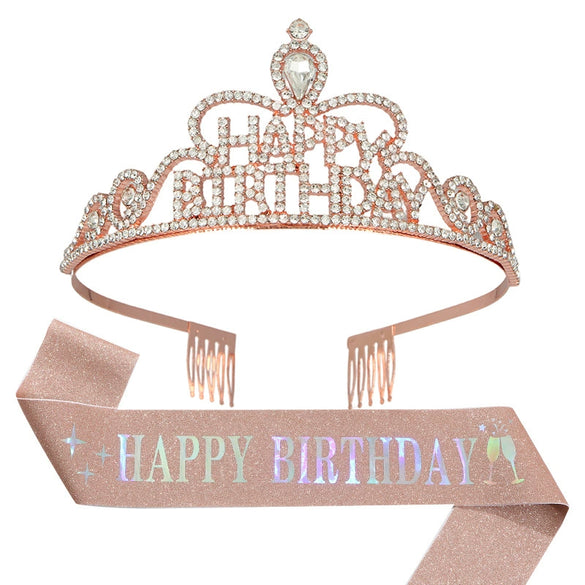 Crown Hairband Metal Hair Accessories With Letters Text Flower Pattern For Party
