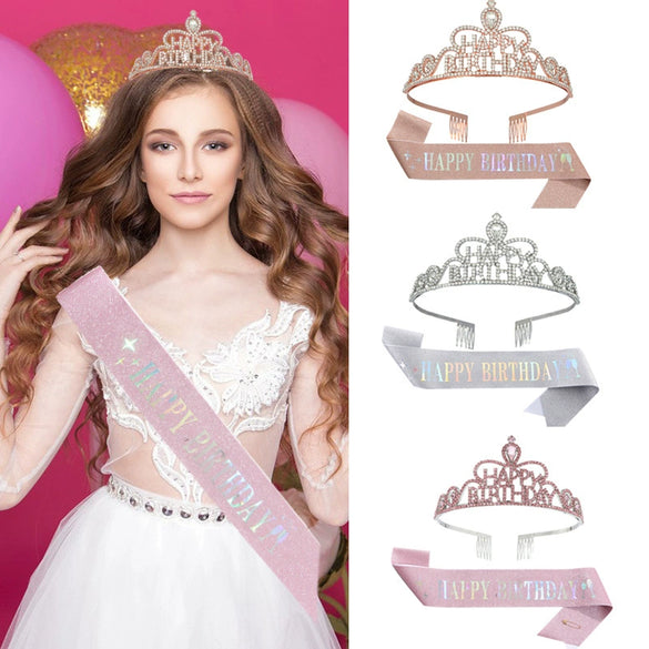 Crown Hairband Metal Hair Accessories With Letters Text Flower Pattern For Party