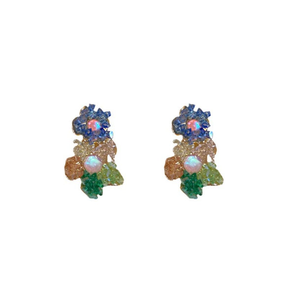 Crystal Colorful Flower Earrings Forest Style For Women