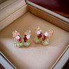 Crystal Colorful Flower Earrings Forest Style For Women
