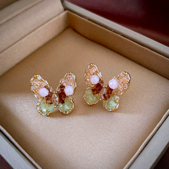 Crystal Colorful Flower Earrings Forest Style For Women