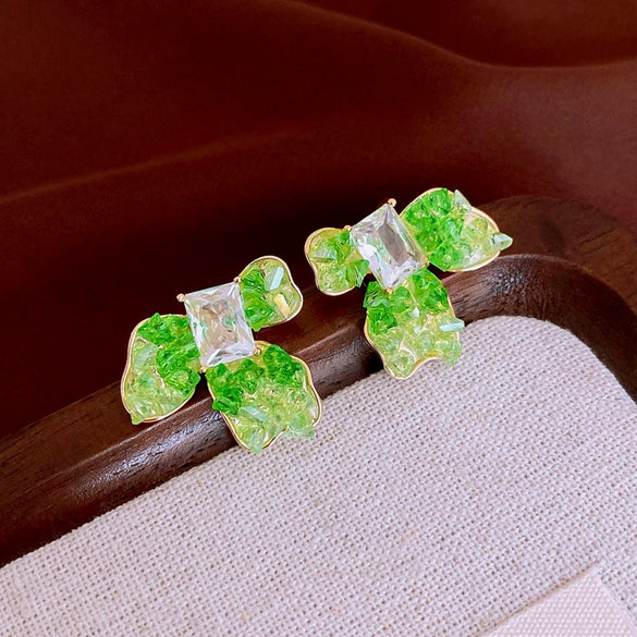 Crystal Colorful Flower Earrings Forest Style For Women