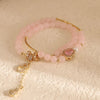 Crystal Double Circle Bracelet Handmade With Rose Quartz Tassel Gourd And Pearl