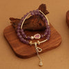 Crystal Double Circle Bracelet Handmade With Rose Quartz Tassel Gourd And Pearl