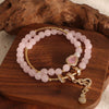 Crystal Double Circle Bracelet Handmade With Rose Quartz Tassel Gourd And Pearl