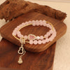 Crystal Double Circle Bracelet Handmade With Rose Quartz Tassel Gourd And Pearl