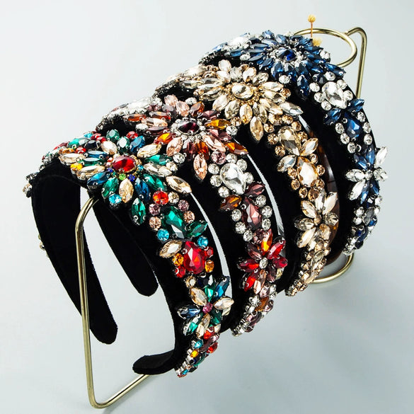 Crystal Flower Hair Hoop Headband For Women Sparkling Glass Rhinestone Fashion Accessory With Luxury Street Style