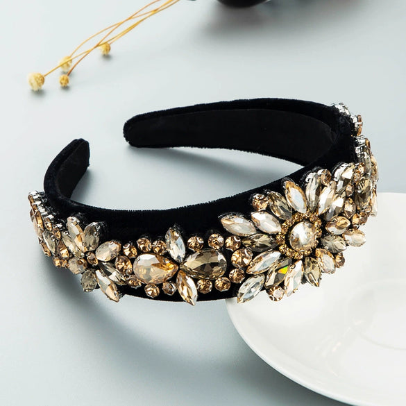 Crystal Flower Hair Hoop Headband For Women Sparkling Glass Rhinestone Fashion Accessory With Luxury Street Style