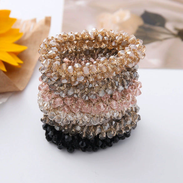 Crystal Handmade Hair Band And Ponytail Hair Accessories High Elasticity Minimalist Style