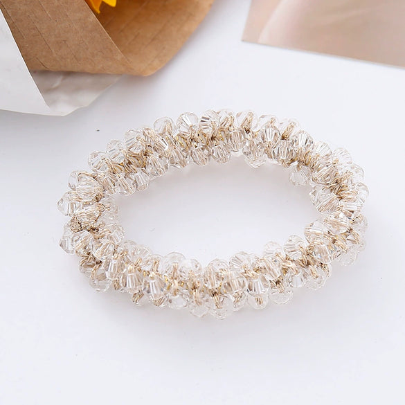 Crystal Handmade Hair Band And Ponytail Hair Accessories High Elasticity Minimalist Style