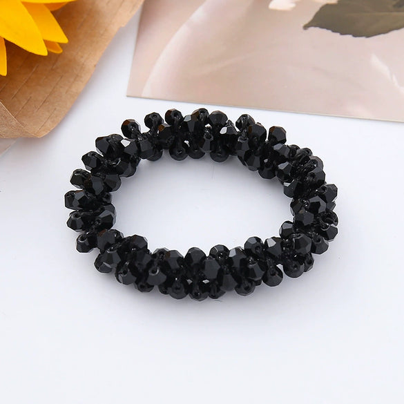Crystal Handmade Hair Band And Ponytail Hair Accessories High Elasticity Minimalist Style