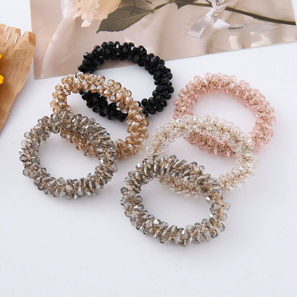 Crystal Handmade Hair Band And Ponytail Hair Accessories High Elasticity Minimalist Style