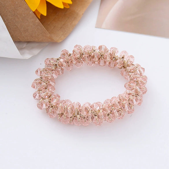 Crystal Handmade Hair Band And Ponytail Hair Accessories High Elasticity Minimalist Style