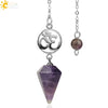 Crystal Hexagon Pointed Pendulum Pendant Electroplated Semi Precious Stone Spiritual Jewelry