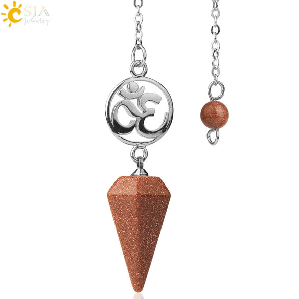 Crystal Hexagon Pointed Pendulum Pendant Electroplated Semi Precious Stone Spiritual Jewelry