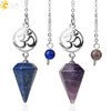 Crystal Hexagon Pointed Pendulum Pendant Electroplated Semi Precious Stone Spiritual Jewelry