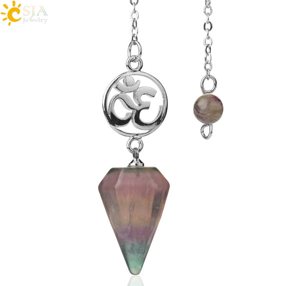 Crystal Hexagon Pointed Pendulum Pendant Electroplated Semi Precious Stone Spiritual Jewelry