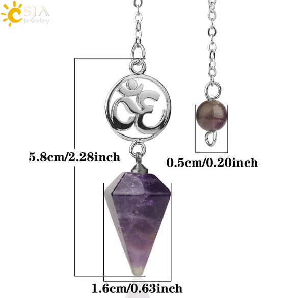 Crystal Hexagon Pointed Pendulum Pendant Electroplated Semi Precious Stone Spiritual Jewelry