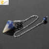 Crystal Hexagon Pointed Pendulum Pendant Electroplated Semi Precious Stone Spiritual Jewelry