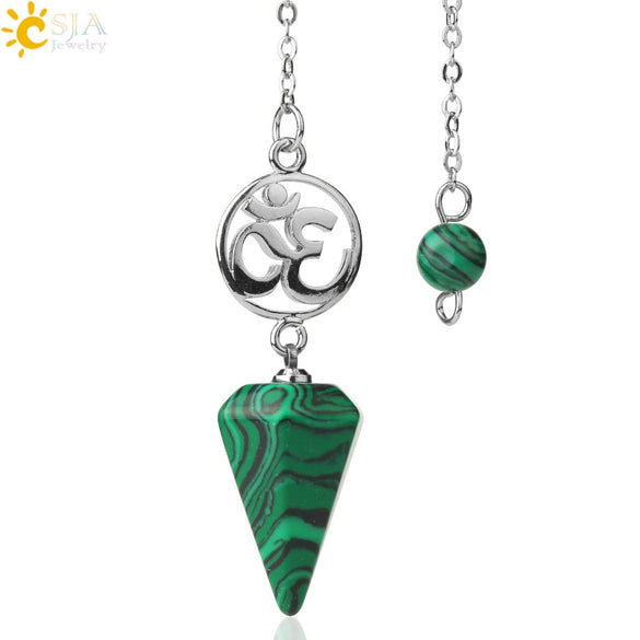 Crystal Hexagon Pointed Pendulum Pendant Electroplated Semi Precious Stone Spiritual Jewelry