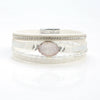 Crystal Leather Handwoven Bracelet With Leaves Pattern And Diamond Braid Design For Women