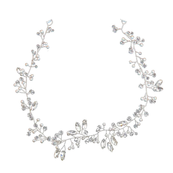 Crystal Rhinestone And Pearl Bridal Headband Handmade Wedding Hair Accessory For Women