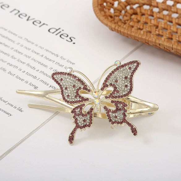 Crystal Rose Gold Plated Rhinestone Women's Hair Top Clip With Diamond Design