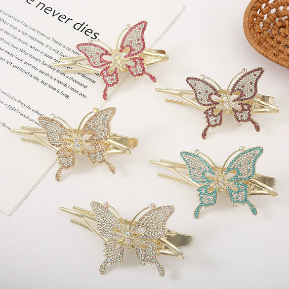 Crystal Rose Gold Plated Rhinestone Women's Hair Top Clip With Diamond Design