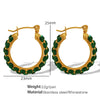 Cshaped Rhinestone Inlaid Colored Diamond Stainless Steel Electroplated Women's Earrings