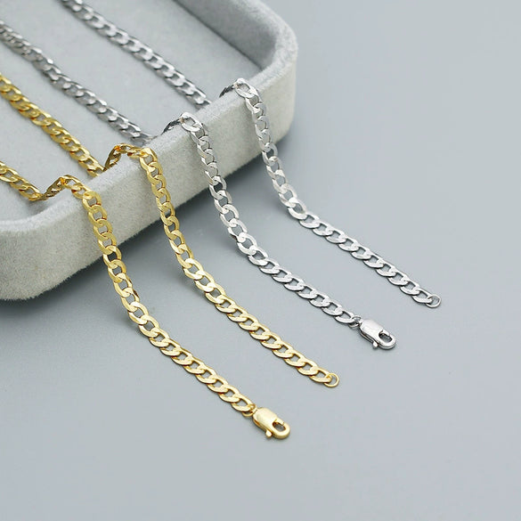 Cuban Chain Hip Hop Necklace S925 Silver Ins Style Geometric Electroplated