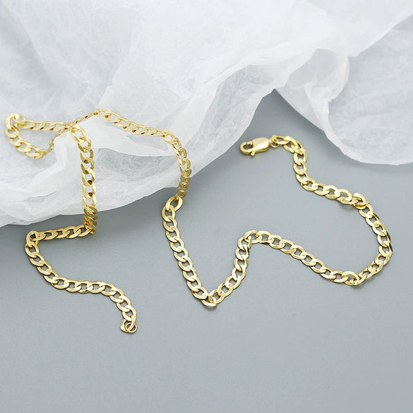 Cuban Chain Hip Hop Necklace S925 Silver Ins Style Geometric Electroplated