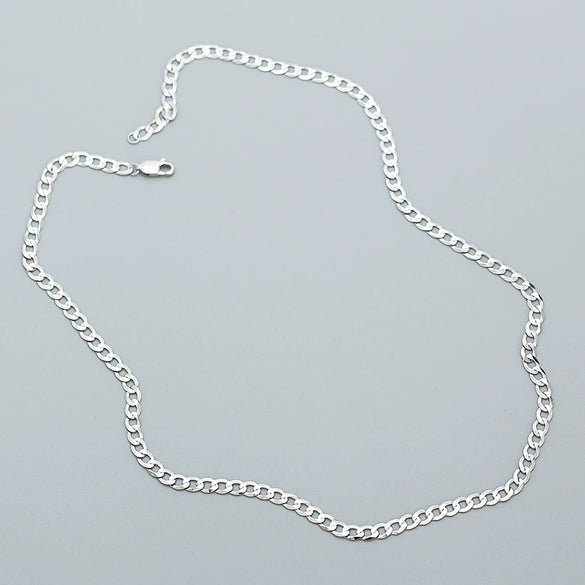 Cuban Chain Hip Hop Necklace S925 Silver Ins Style Geometric Electroplated