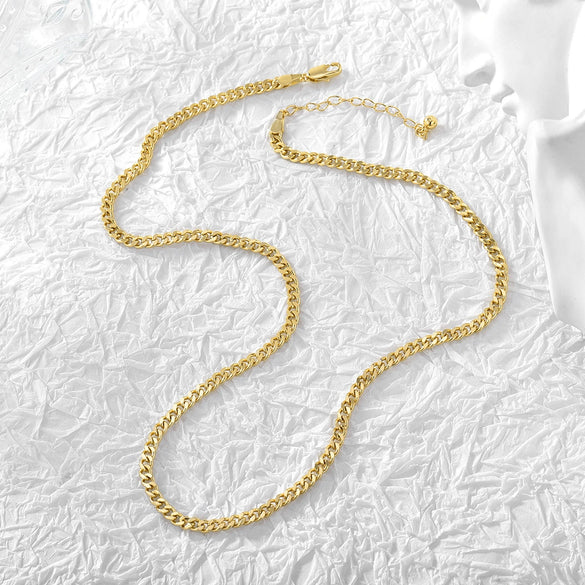 Cuban Chain Necklace Gold Electroplated Simple Street Style