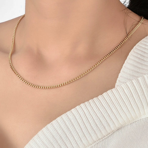 Cuban Chain Necklace Gold Electroplated Simple Street Style