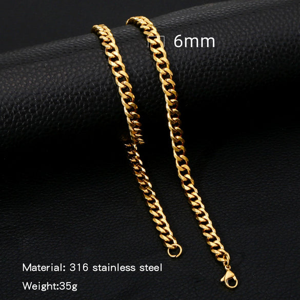 Cuban Chain Necklace Hip Hop Street Culture Wave Pattern Electroplated For Men And Women