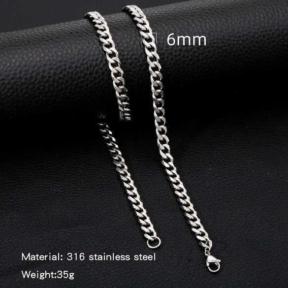 Cuban Chain Necklace Hip Hop Street Culture Wave Pattern Electroplated For Men And Women