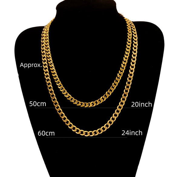 Cuban Chain Necklace Hip Hop Street Culture Wave Pattern Electroplated For Men And Women