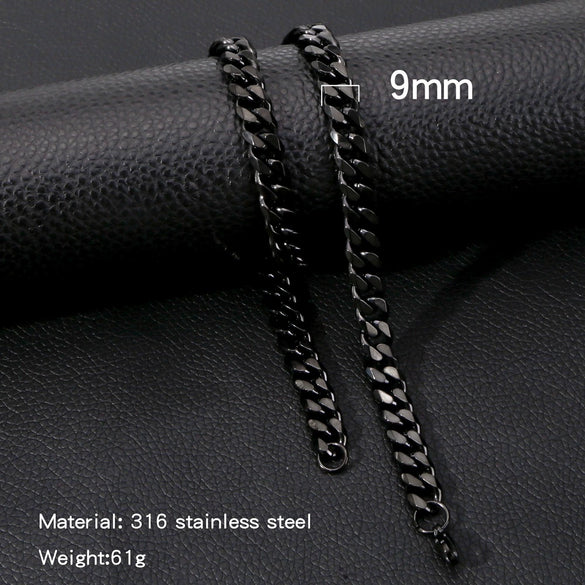 Cuban Chain Necklace Hip Hop Street Culture Wave Pattern Electroplated For Men And Women