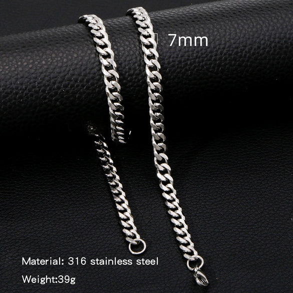 Cuban Chain Necklace Hip Hop Street Culture Wave Pattern Electroplated For Men And Women